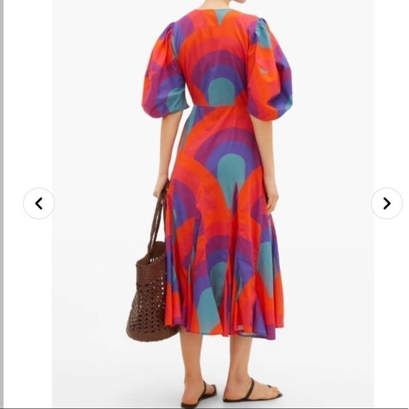 Rhode Resort Red Fiona Rainbow print cotton wrap dress XS - Picture 4 of 12